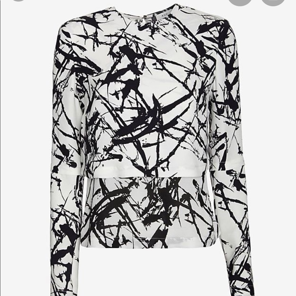 A.L.C. BACK CUTOUT Black&White printed top